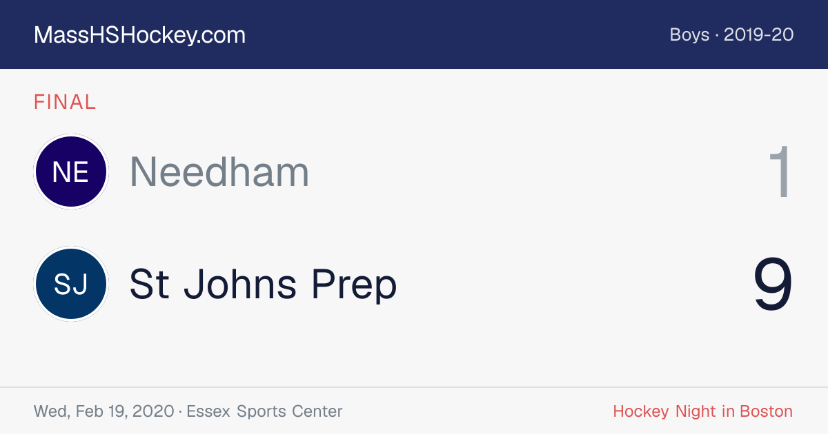 Needham at St Johns Prep score card