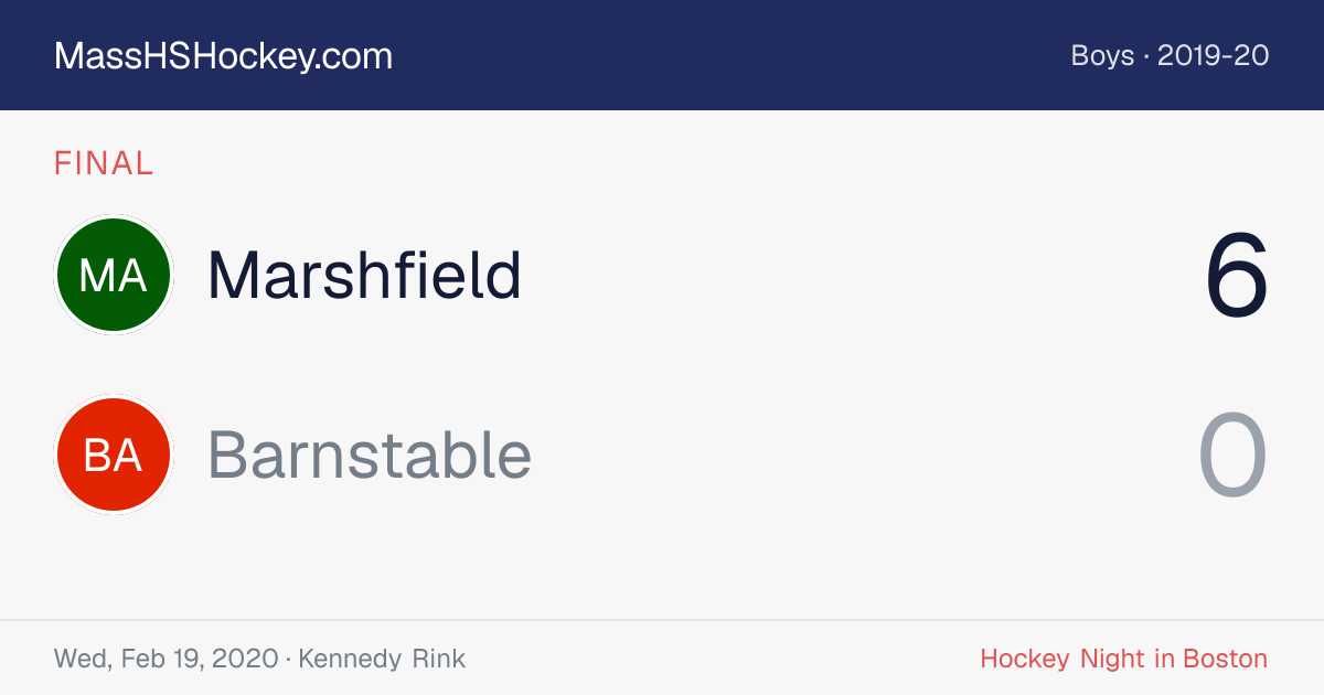 Marshfield at Barnstable score card