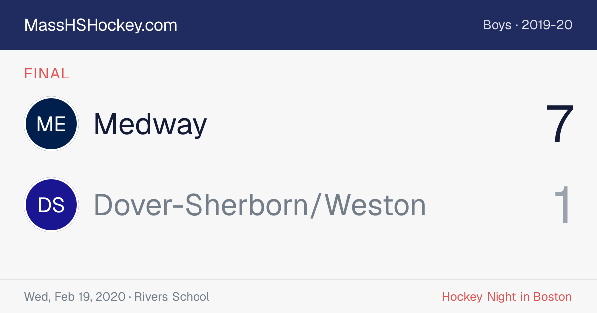 Medway at Dover-Sherborn/Weston score card