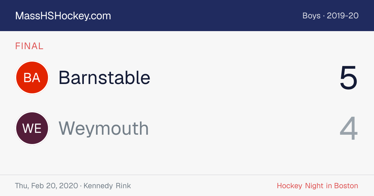 Barnstable at Weymouth score card