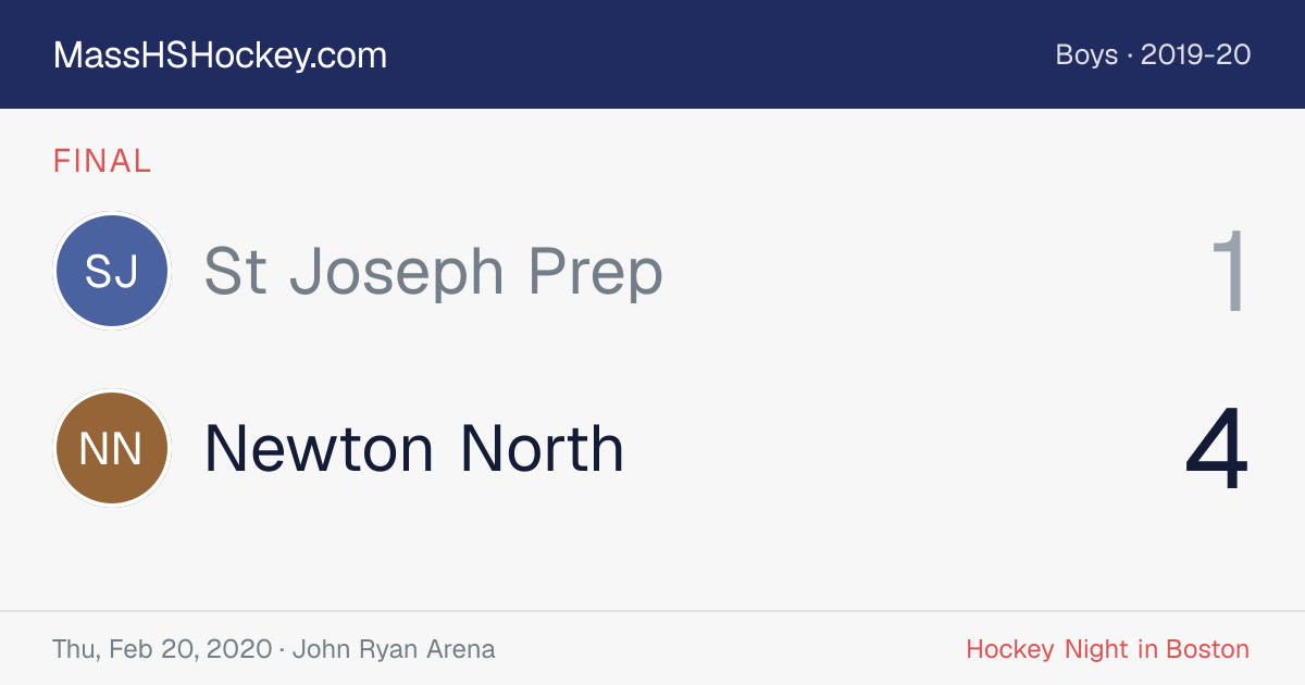 St Joseph Prep at Newton North score card