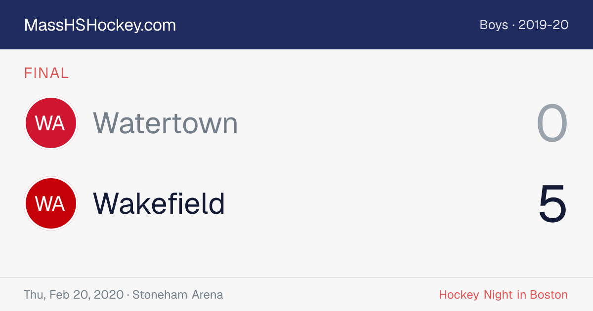 Watertown at Wakefield score card