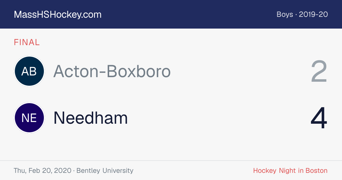 Acton-Boxboro at Needham score card