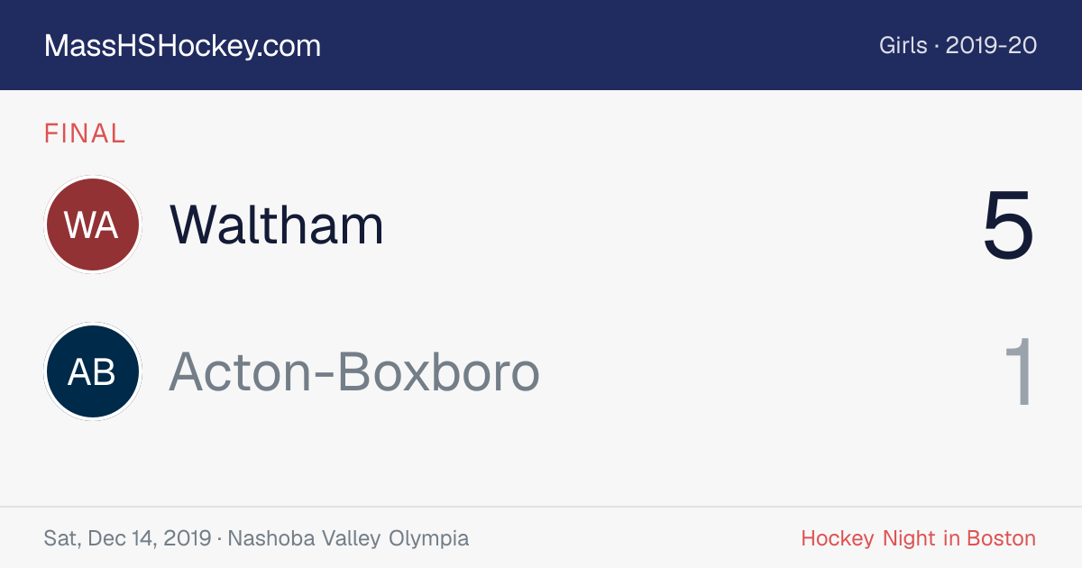 Waltham at Acton-Boxboro score card