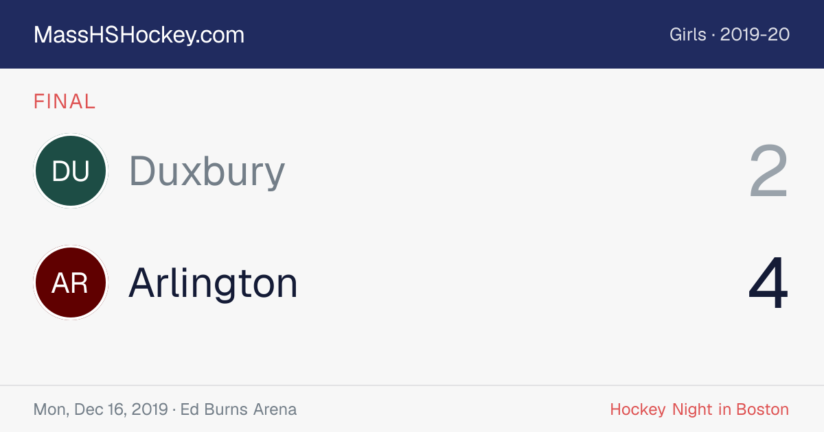 Duxbury at Arlington score card