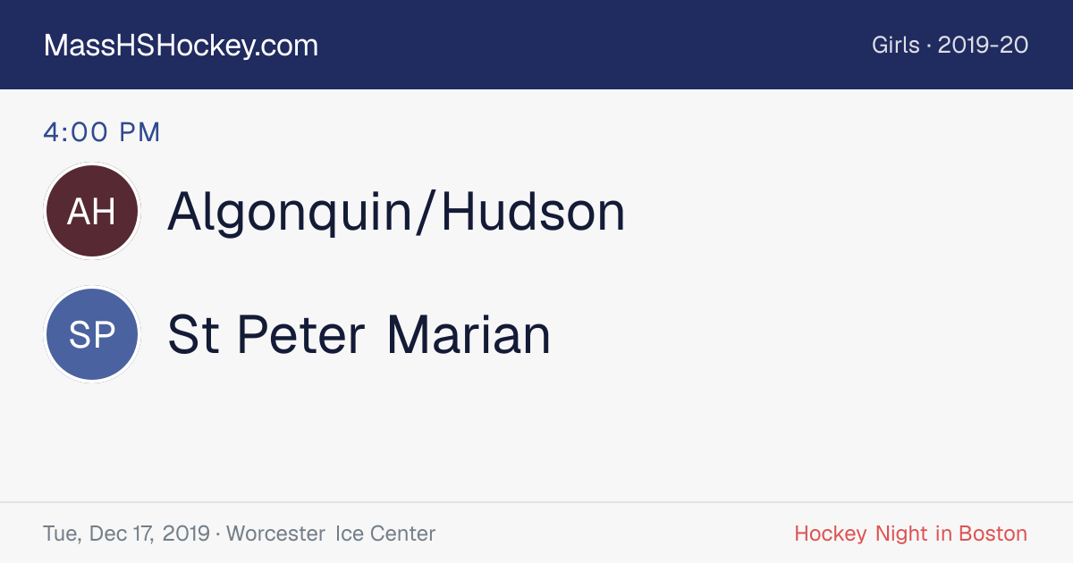 Algonquin/Hudson at St Peter Marian score card