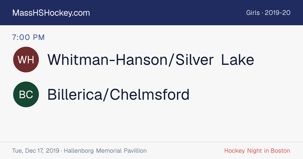Whitman-Hanson/Silver Lake at Billerica/Chelmsford score card