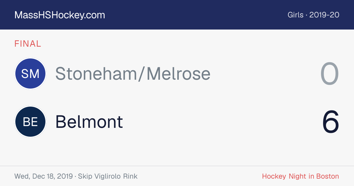 Stoneham/Melrose at Belmont score card