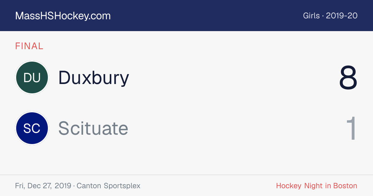 Duxbury at Scituate score card