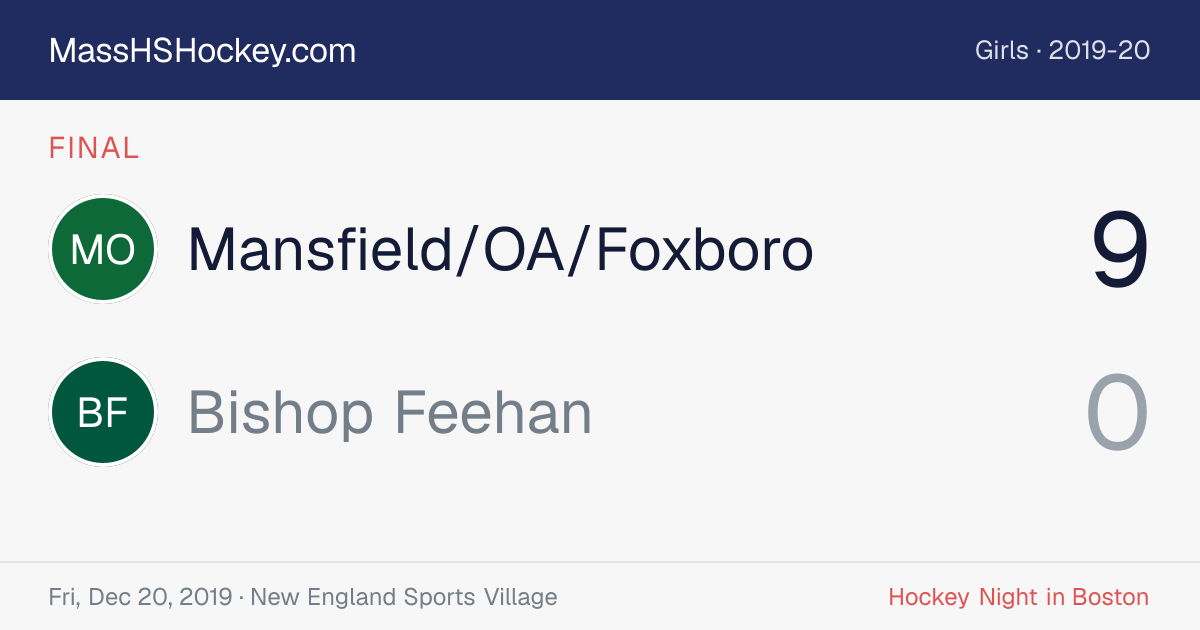 Mansfield/OA/Foxboro at Bishop Feehan score card