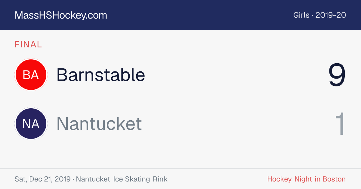 Barnstable at Nantucket score card