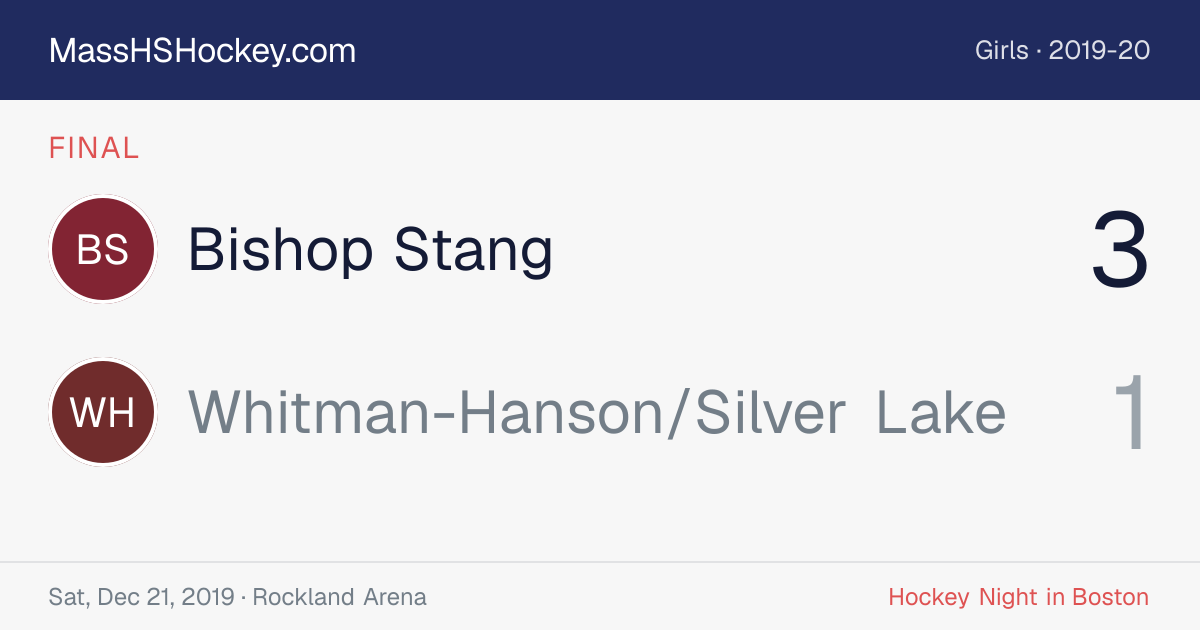 Bishop Stang at Whitman-Hanson/Silver Lake score card