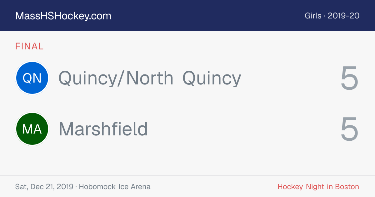 Quincy/North Quincy at Marshfield score card