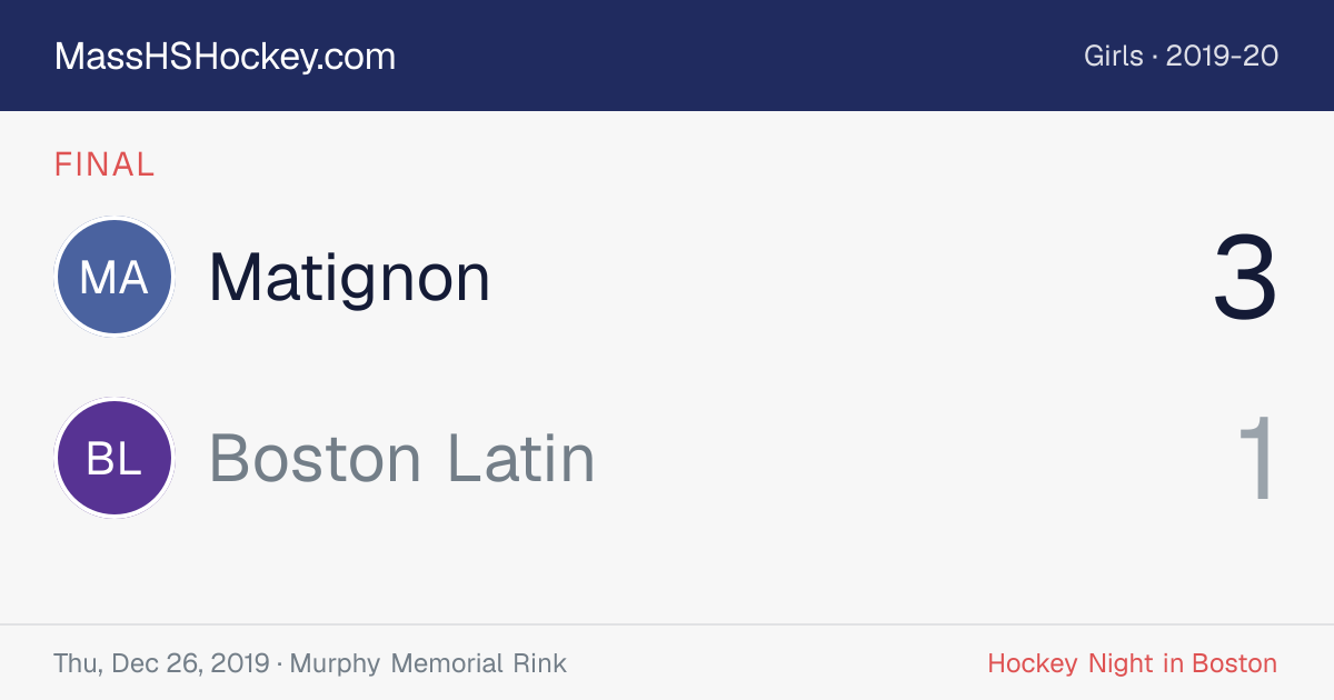 Matignon at Boston Latin score card