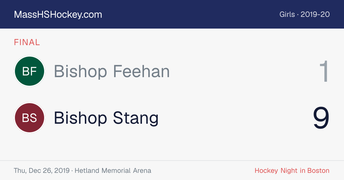 Bishop Feehan at Bishop Stang score card