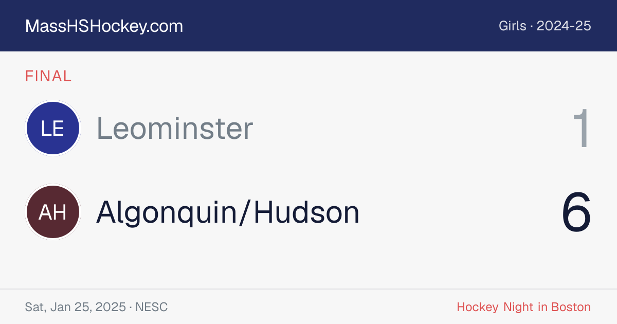 Leominster at Algonquin/Hudson score card