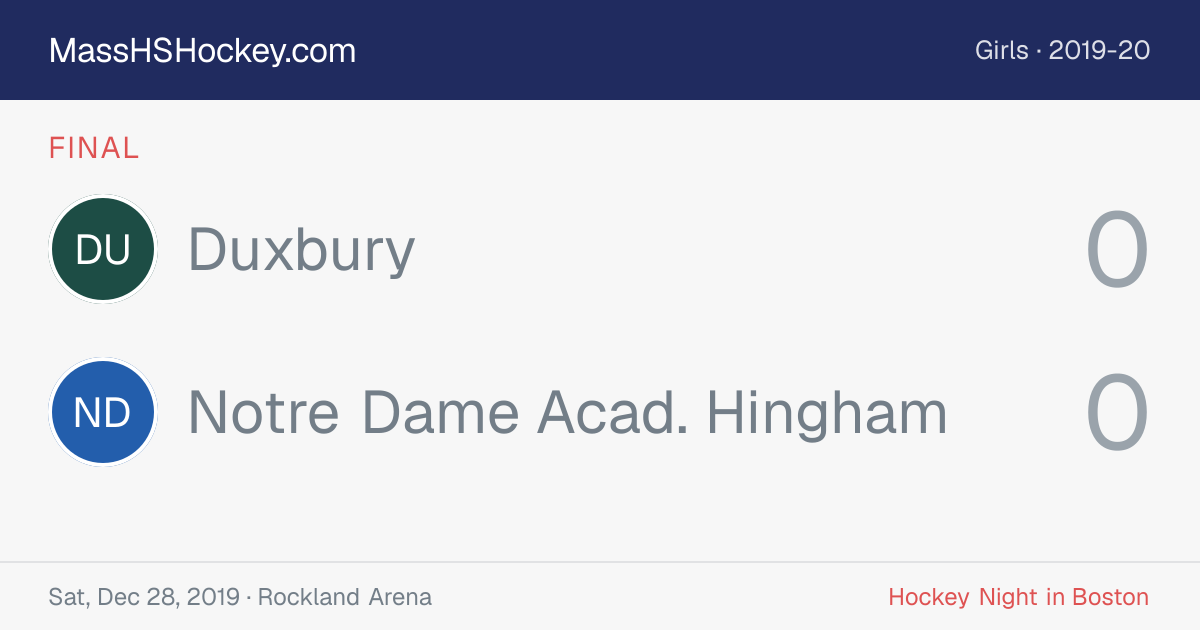 Duxbury at Notre Dame Acad. Hingham score card
