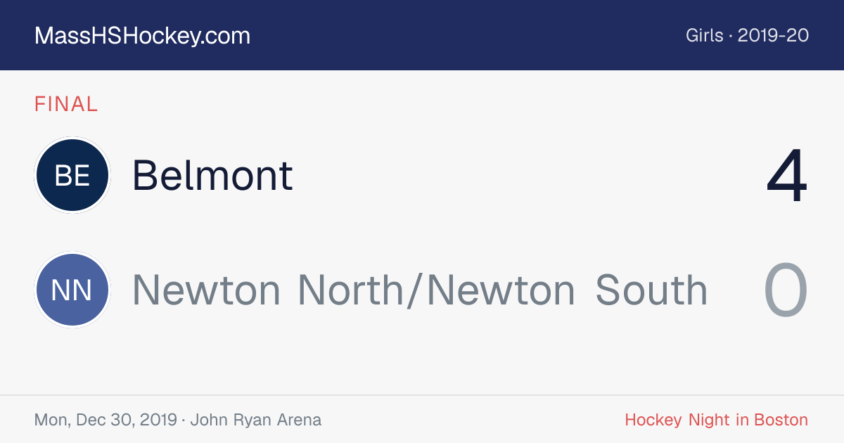 Belmont at Newton North/Newton South score card