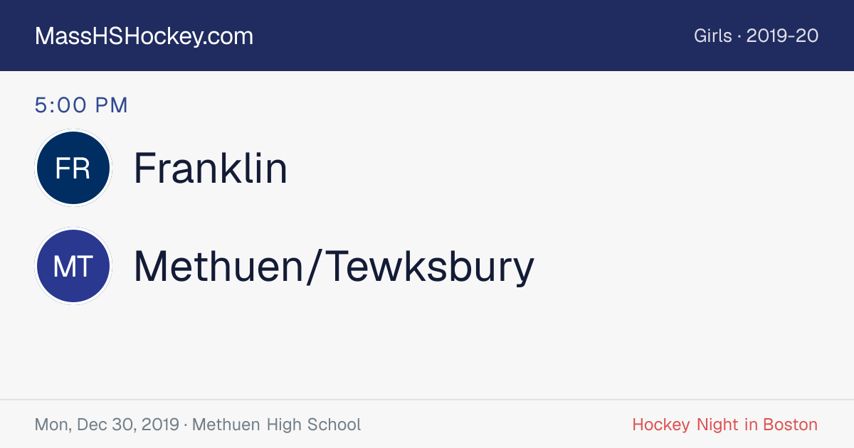 Franklin at Methuen/Tewksbury score card