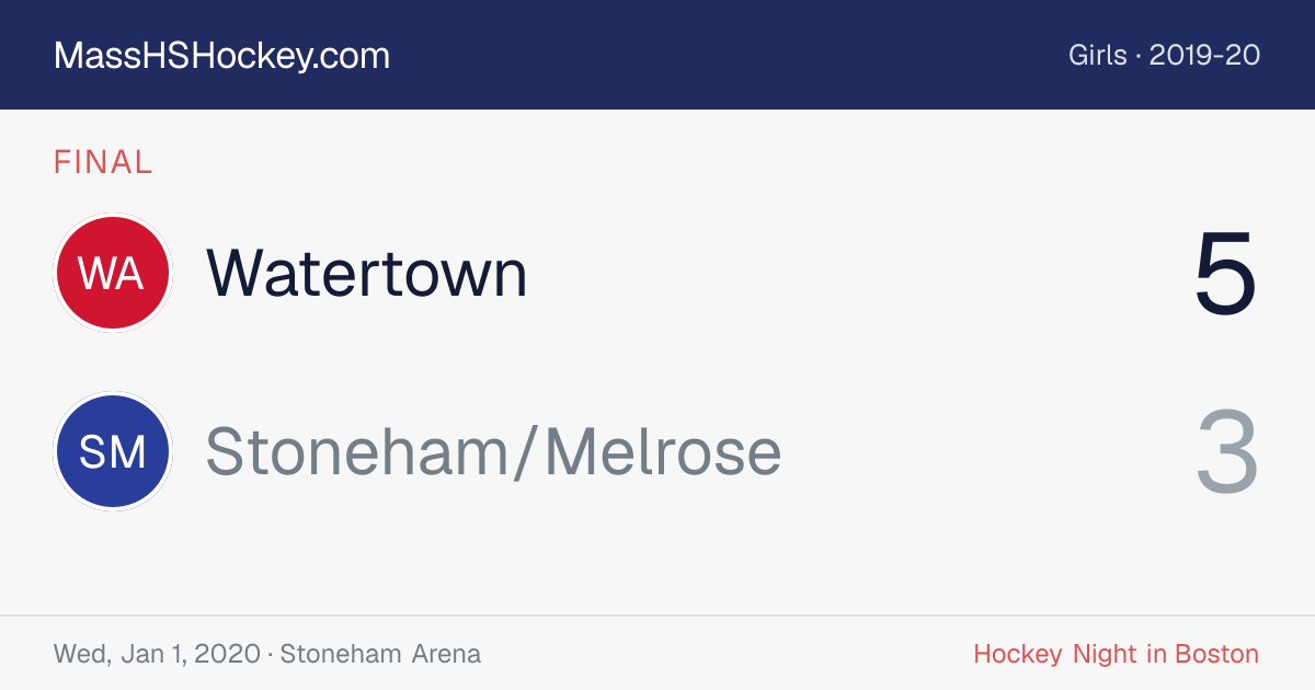 Watertown at Stoneham/Melrose score card