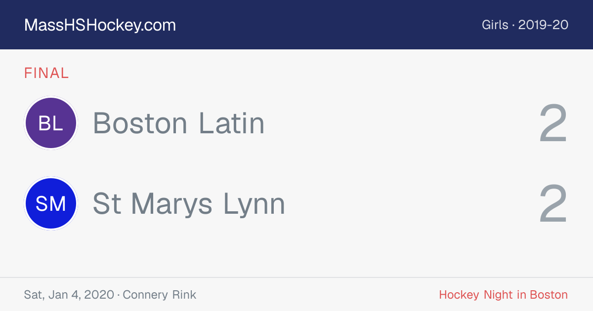 Boston Latin at St Marys Lynn score card