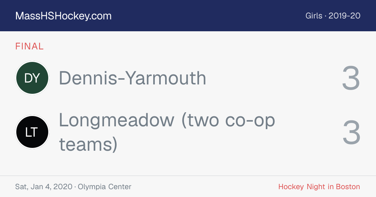 Dennis-Yarmouth at Longmeadow (two co-op teams) score card