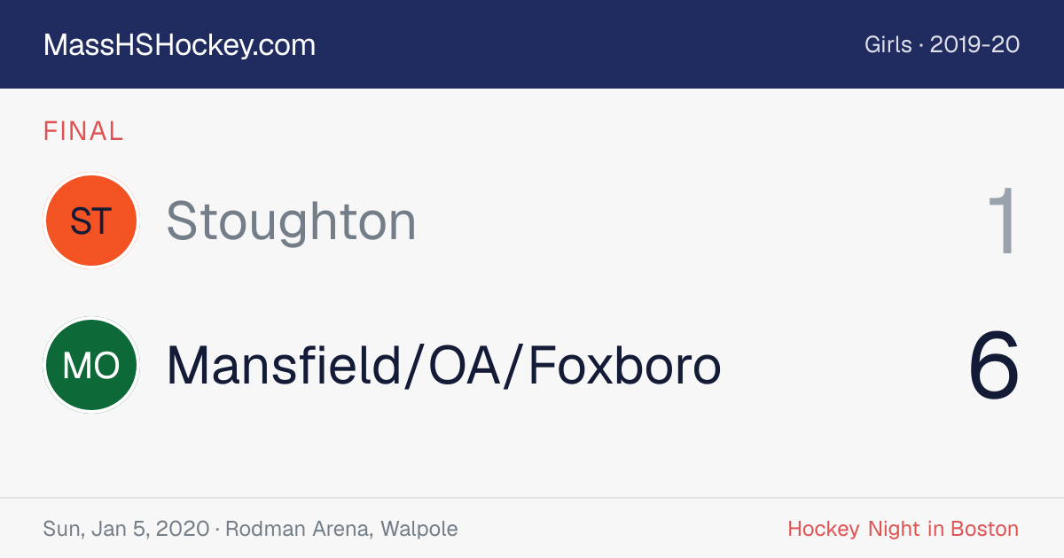 Stoughton at Mansfield/OA/Foxboro score card