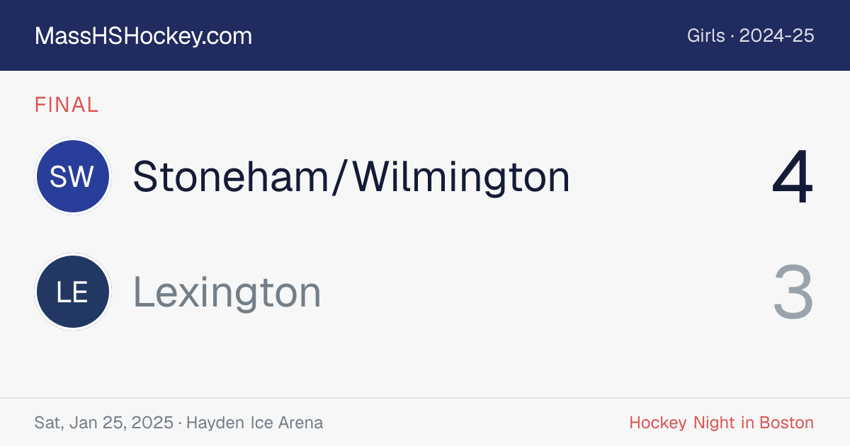 Stoneham/Wilmington at Lexington score card