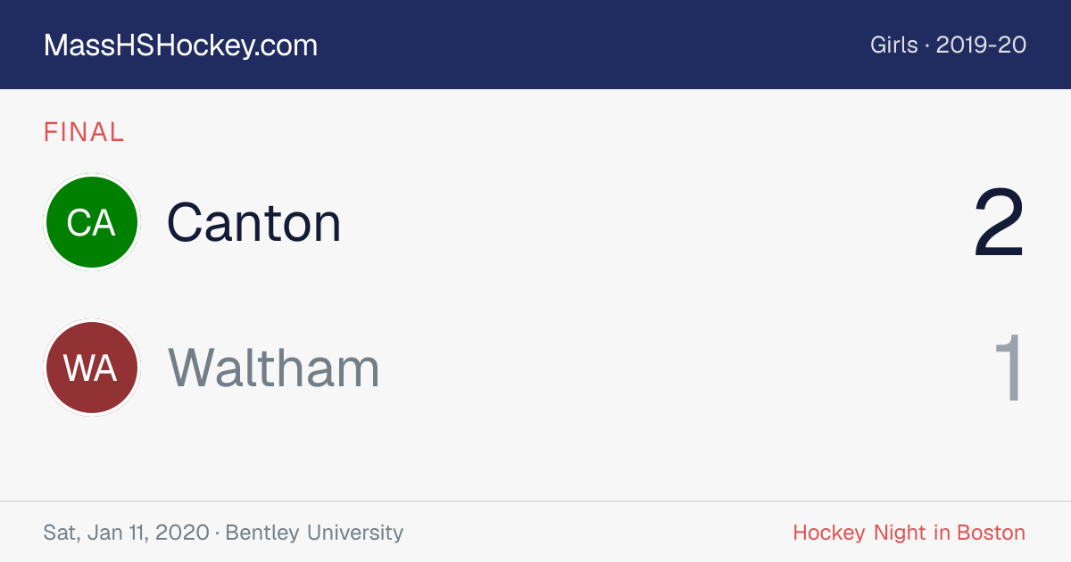Canton at Waltham score card