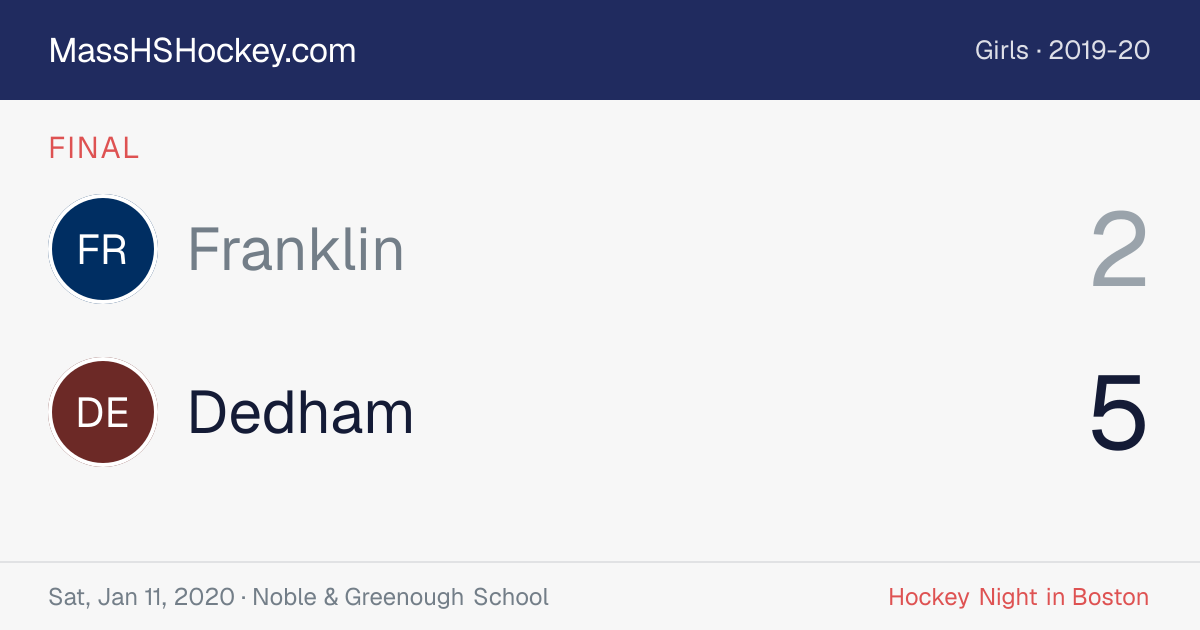 Franklin at Dedham score card