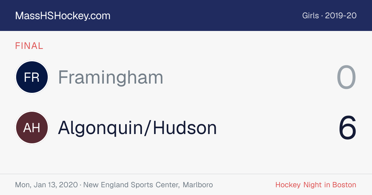 Framingham at Algonquin/Hudson score card