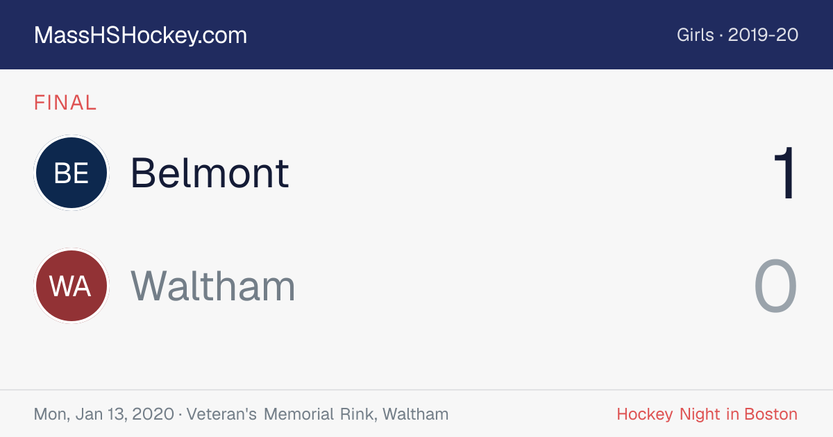 Belmont at Waltham score card