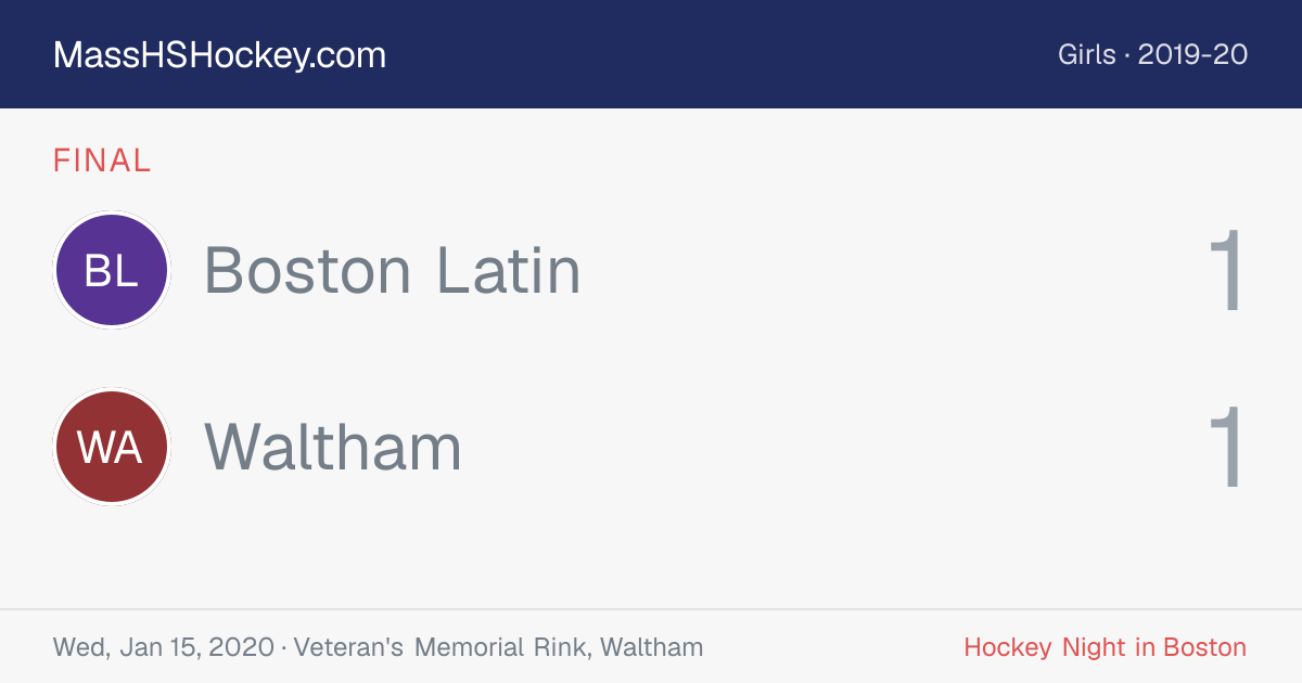 Boston Latin at Waltham score card
