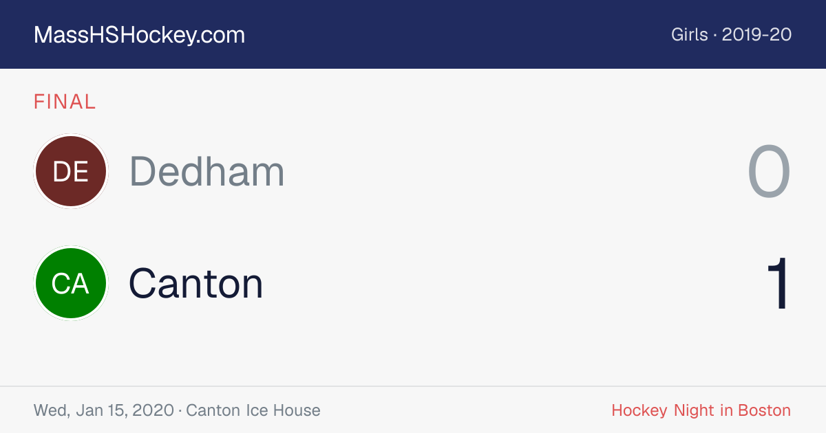 Dedham at Canton score card