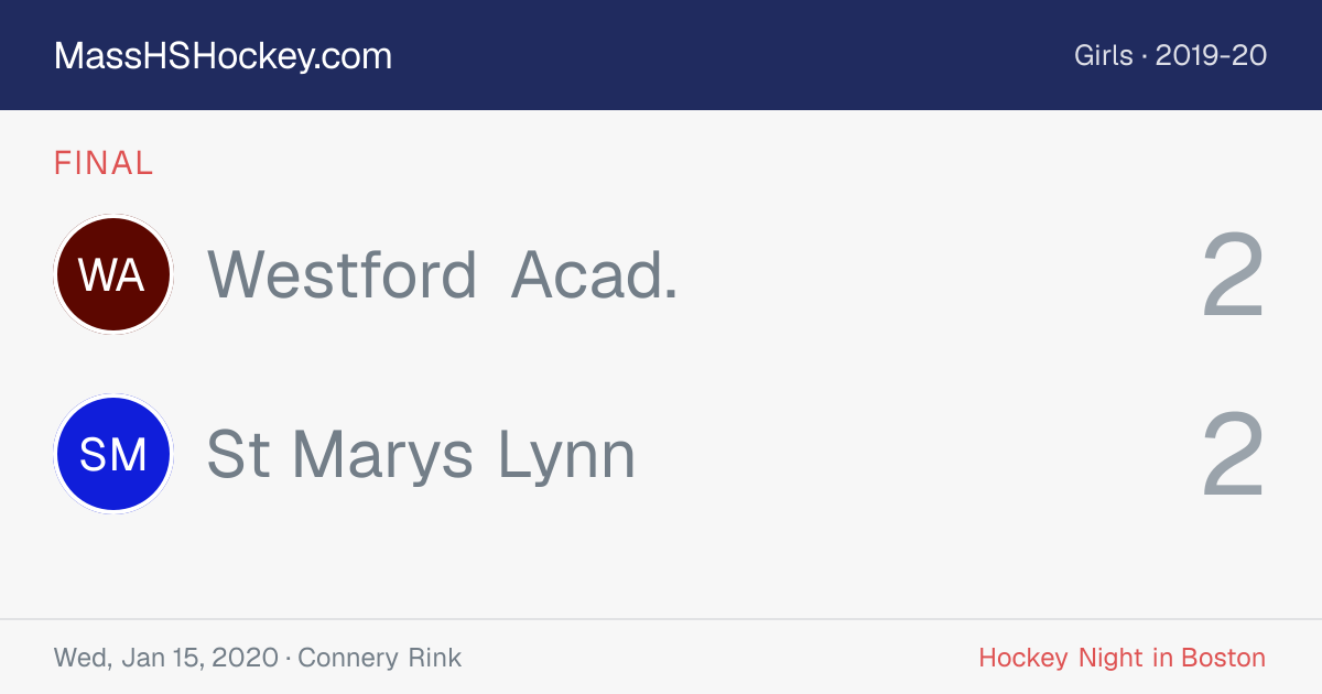 Westford Acad. at St Marys Lynn score card