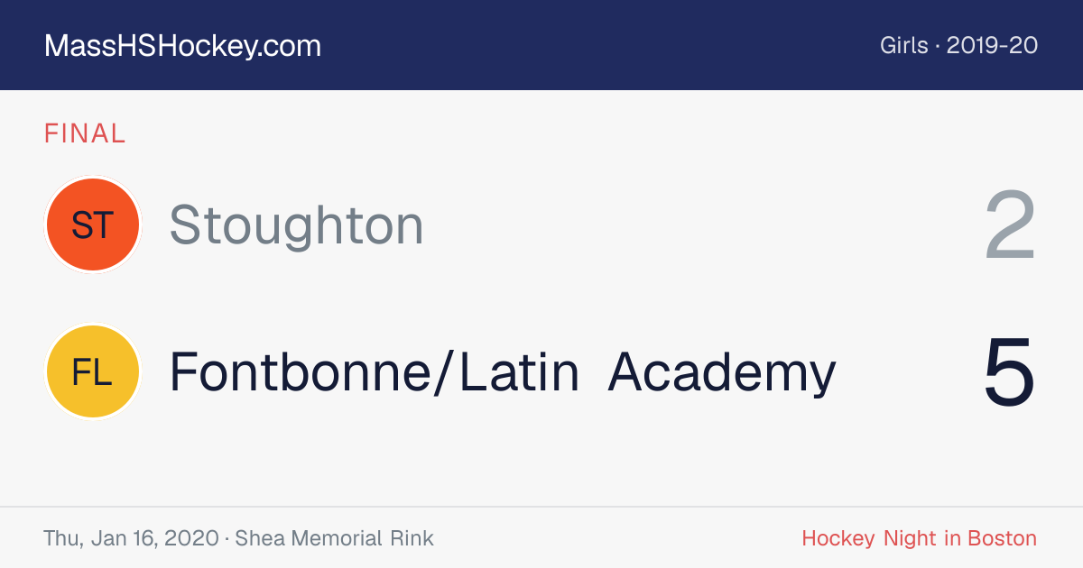Stoughton at Fontbonne/Latin Academy score card