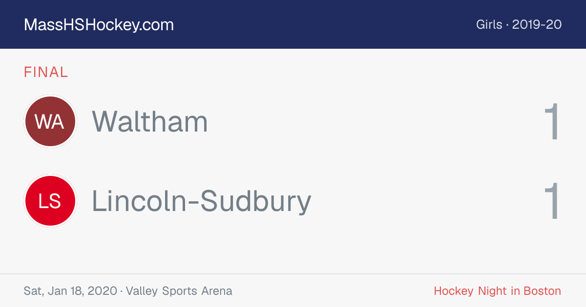 Waltham at Lincoln-Sudbury score card