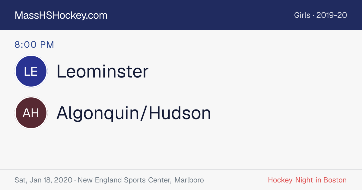 Leominster at Algonquin/Hudson score card