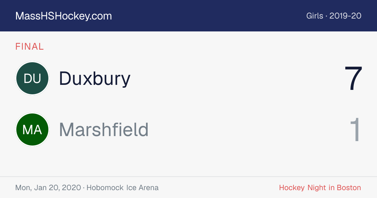 Duxbury at Marshfield score card