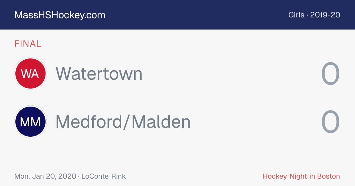Watertown at Medford/Malden score card