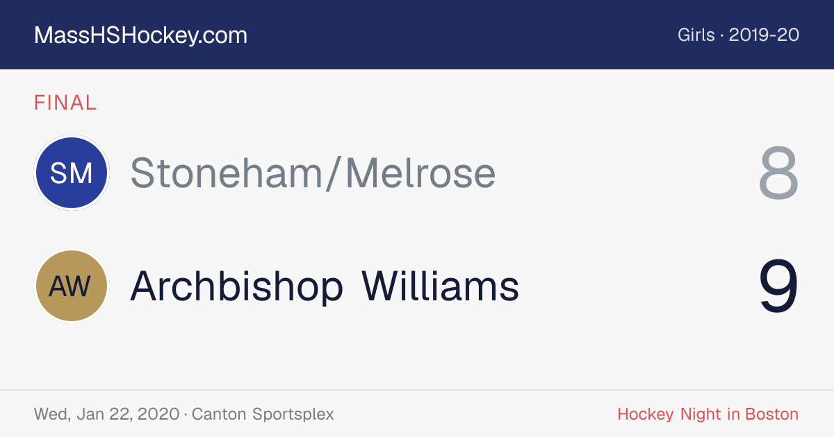 Stoneham/Melrose at Archbishop Williams score card