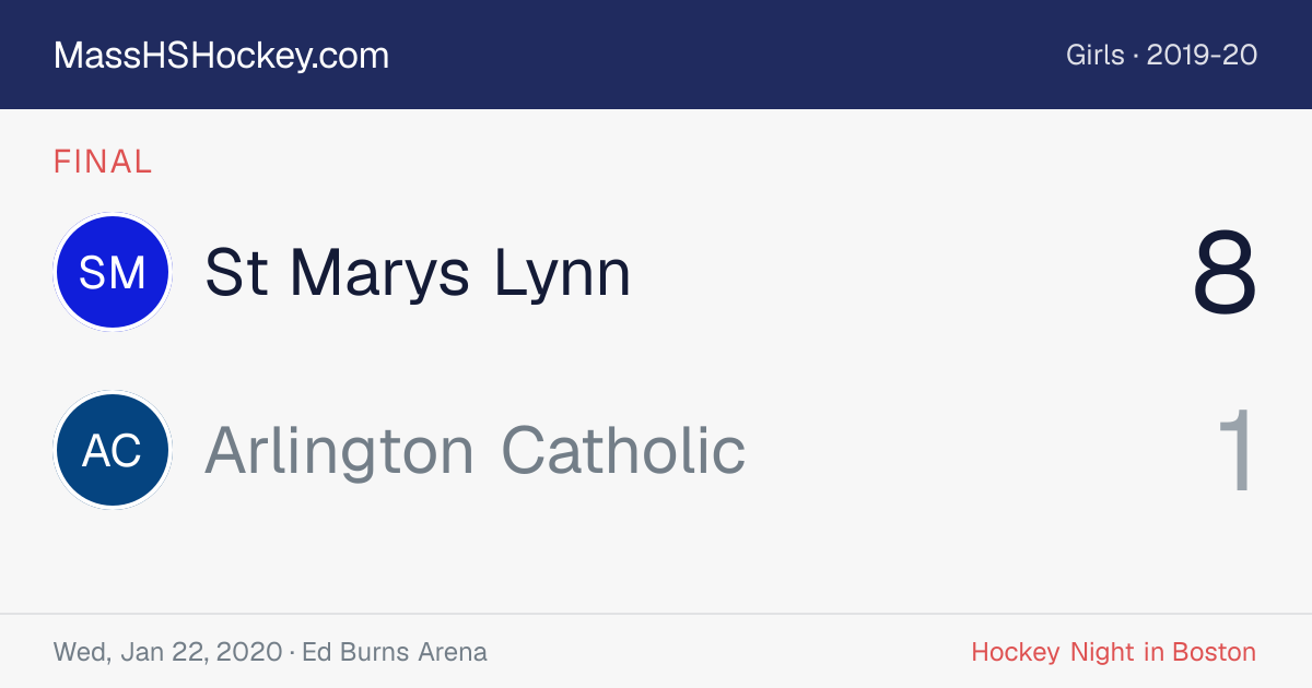 St Marys Lynn at Arlington Catholic score card