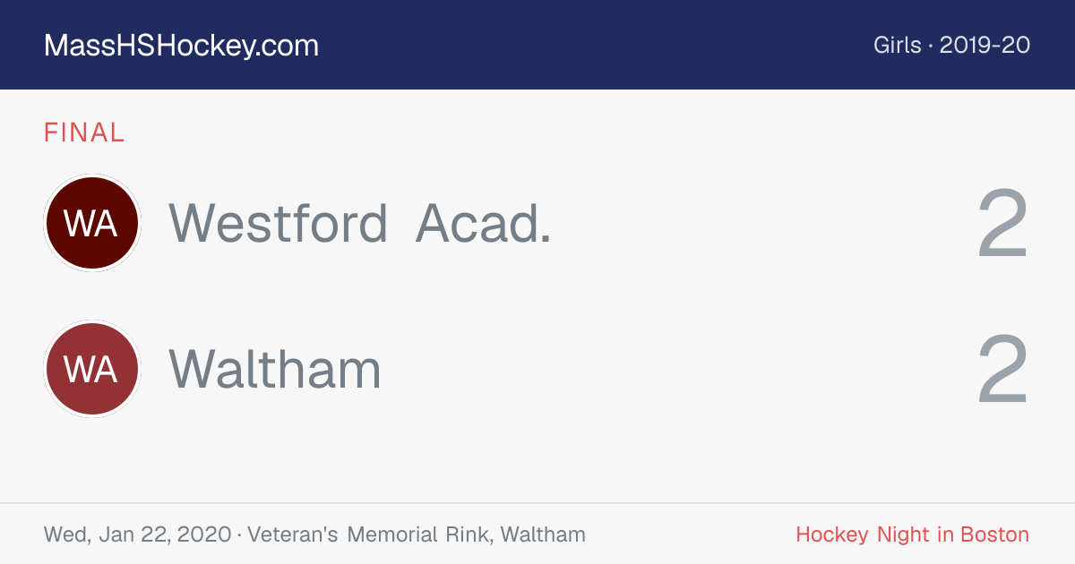 Westford Acad. at Waltham score card