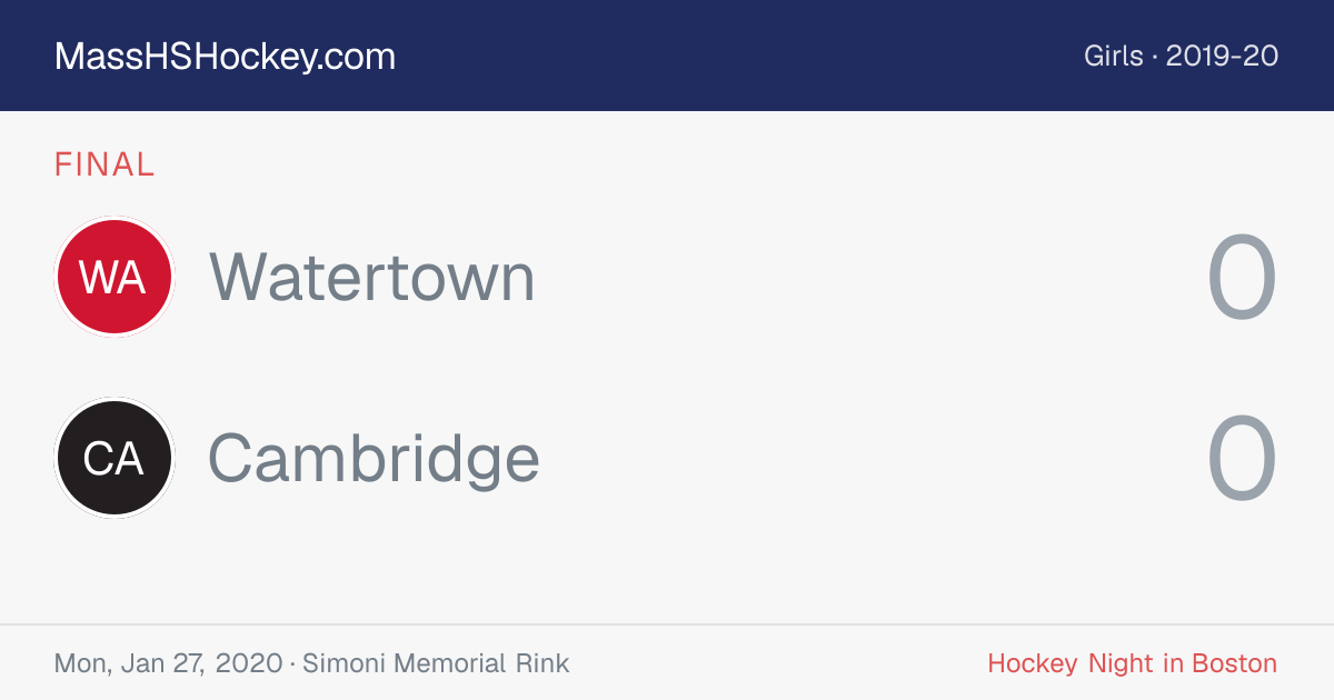 Watertown at Cambridge score card