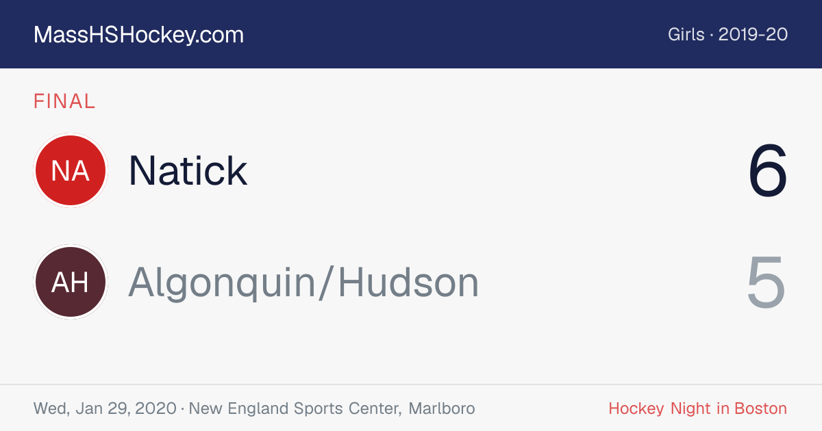 Natick at Algonquin/Hudson score card