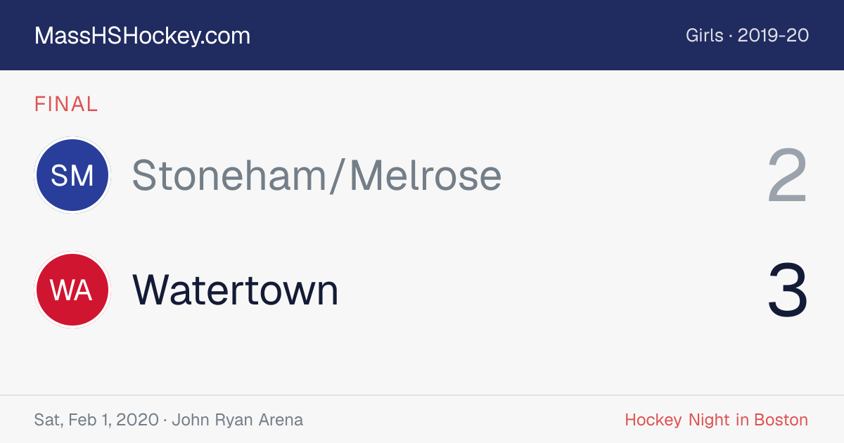 Stoneham/Melrose at Watertown score card