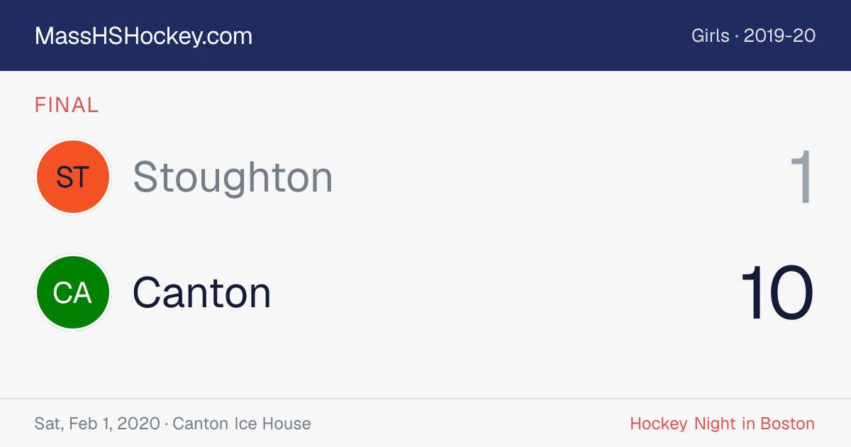 Stoughton at Canton score card