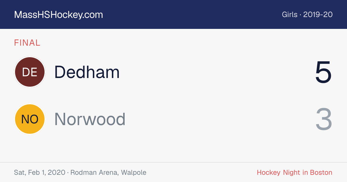 Dedham at Norwood score card