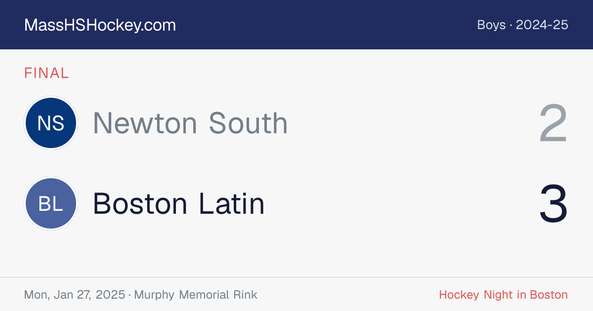 Newton South at Boston Latin score card
