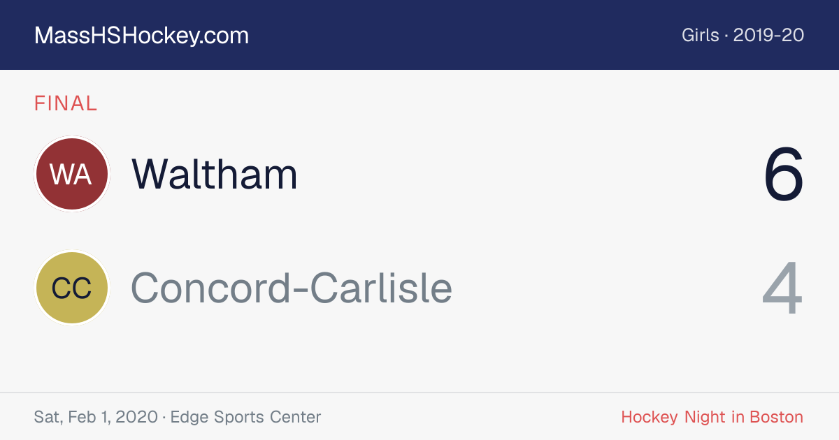 Waltham at Concord-Carlisle score card
